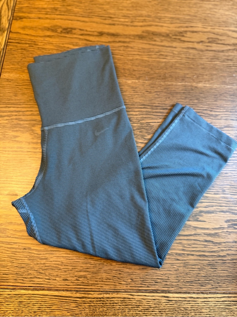 Nike Ribbed High-Waist Leggings - Blue Gray ankle/capri